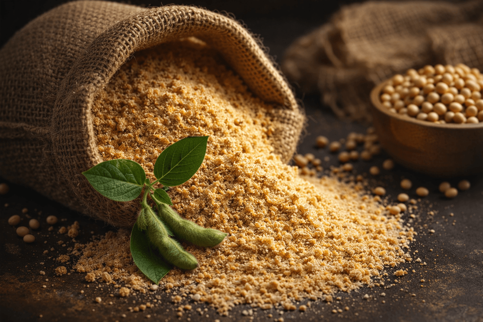Soya meal close-up